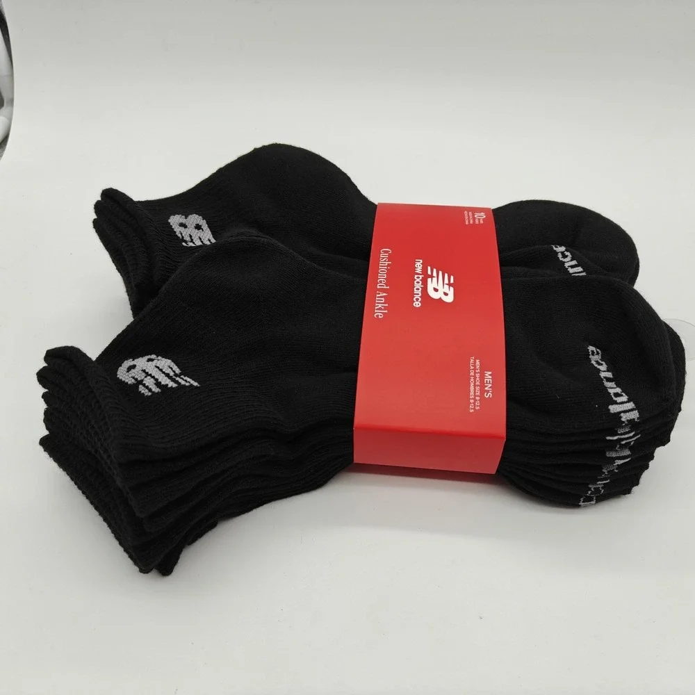 New Balance Men's Cushioned Ankle Socks 10 Pair Black Size 8-12.5 Arch Support
